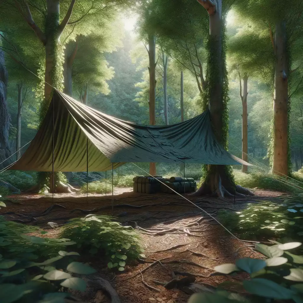 Plandeka biwakowa w środku lasu , dla survivalowca
Namioty vs Plandeki Biwakowe